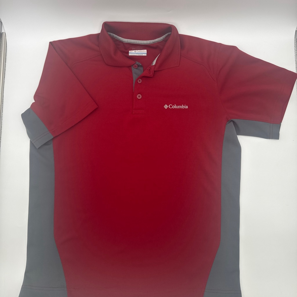 Men's COLUMBIA Maroon & Gray Omni-Shade Polo Shirt M